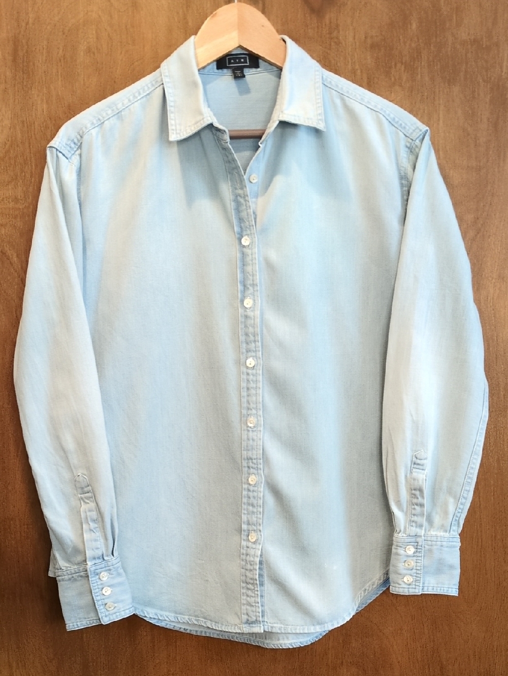 AYR Classic Button-Down Denim Shirt, Light Wash, Size S